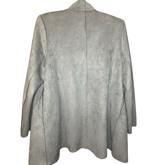 Vintage Cartise Gray Open Front Faux Suede Jacket w/ 3D Floral Appliqué Size 10 - Picture 6 of 6